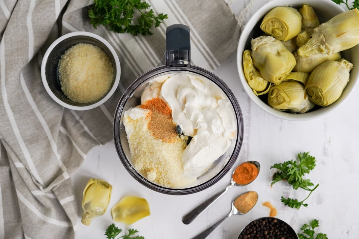 ingredients for artichoke dip