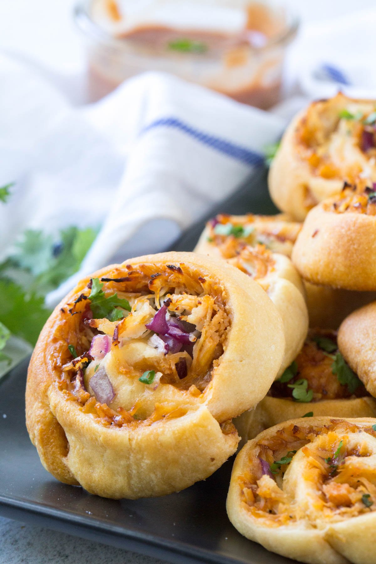 pillsbury crescent rolls filled with chicken, cilantro and cheese