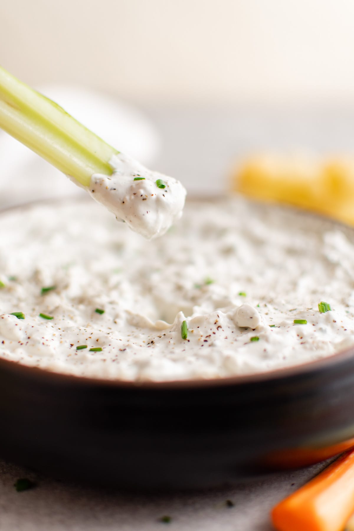 celery stick with blue cheese dip