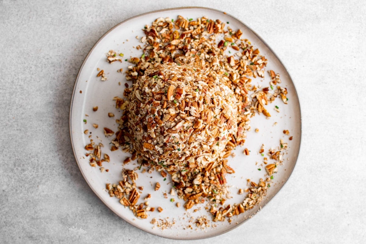 cheese ball coated in pecans