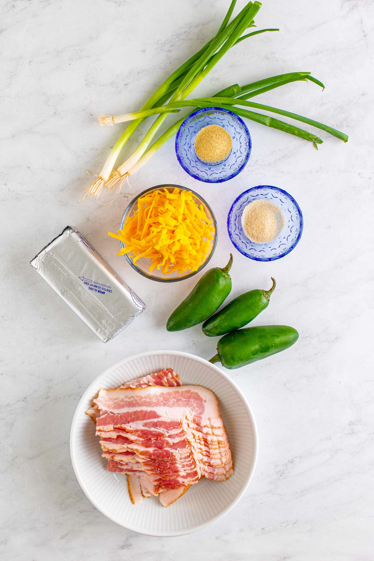 ingredients for bacon wrapped jalapeno poppers