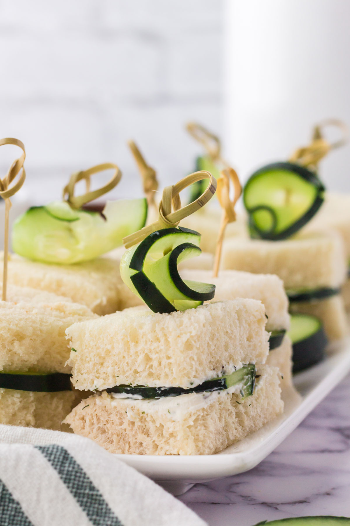 cucumber sandwiches with toothpicks