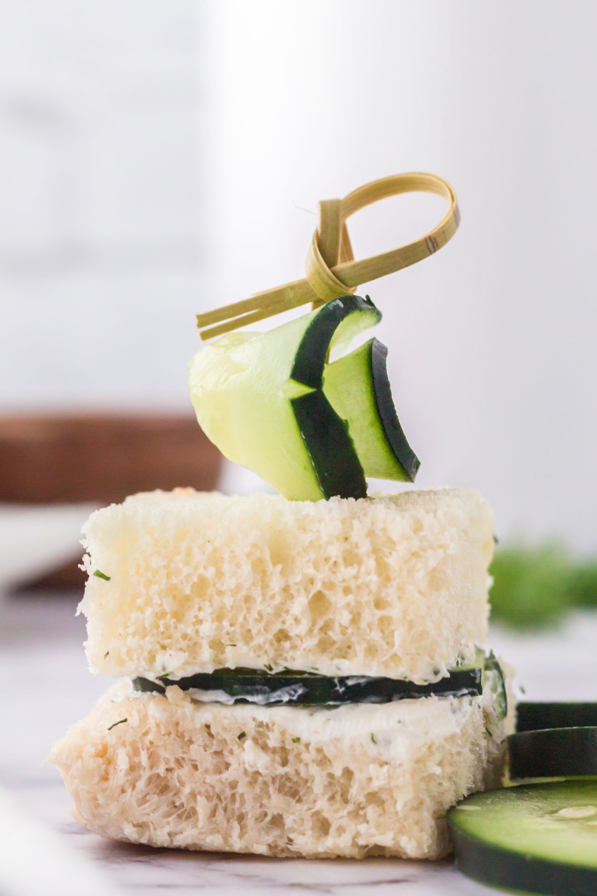 cucumber sandwich with a fancy toothpick