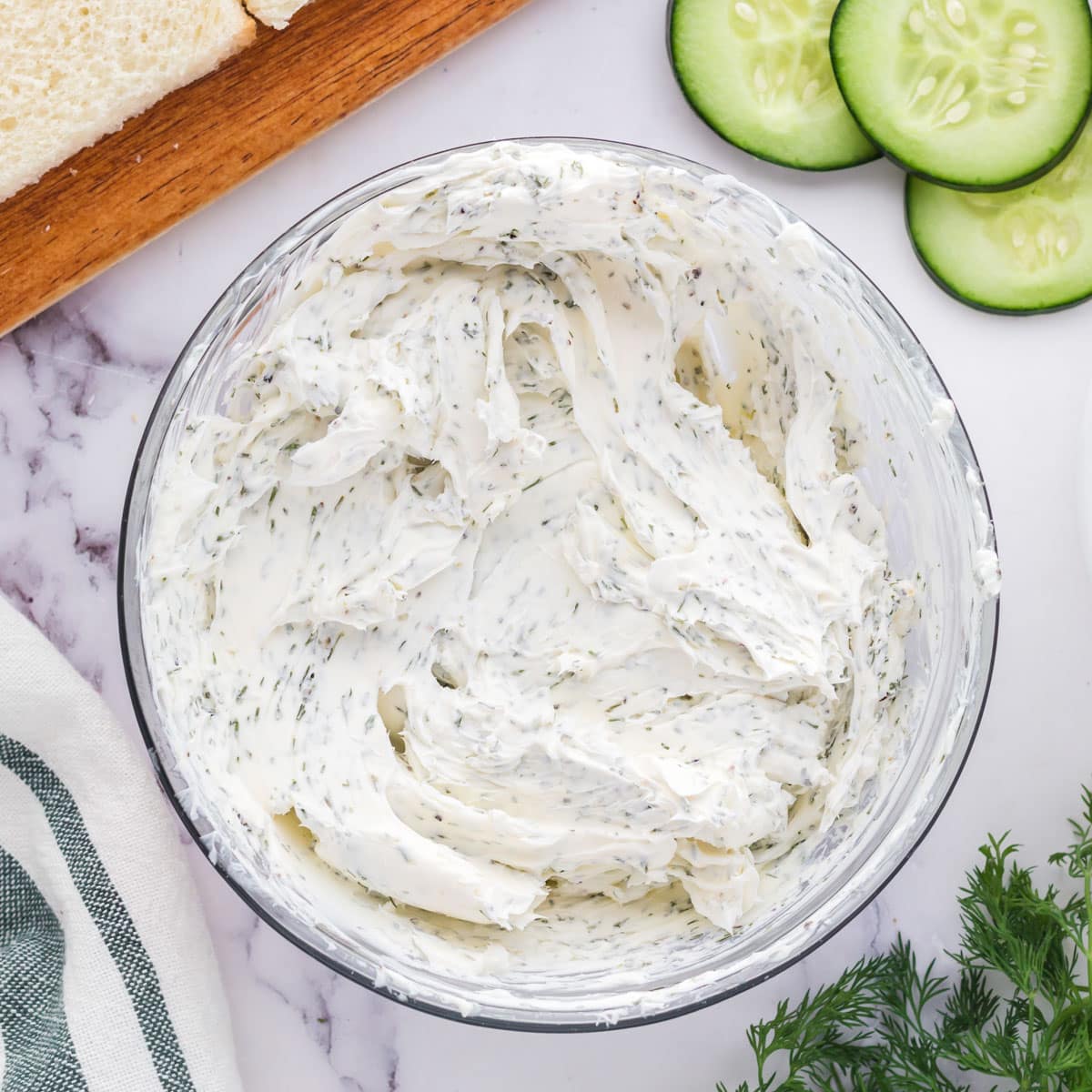 herbed cream cheese in a small bowl