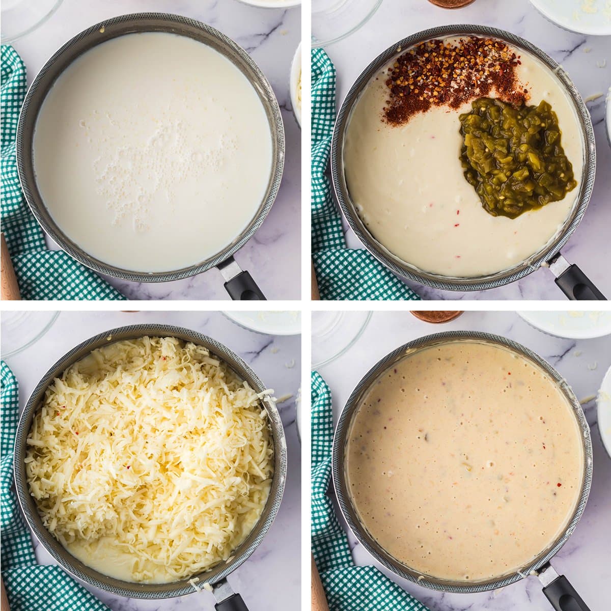 collage of images showing how to make queso blanco