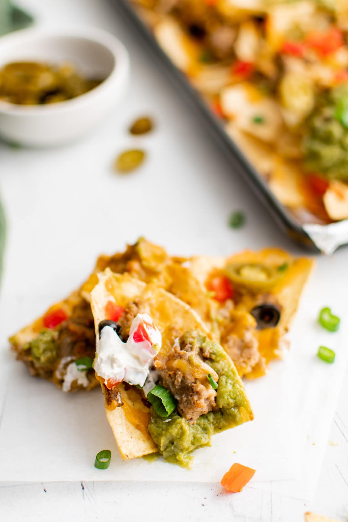 tortilla chips with nacho toppings