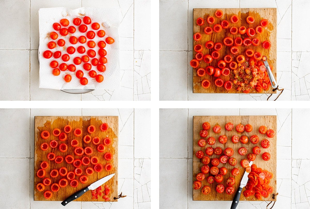 images showing how to remove pulp from cherry tomatoes