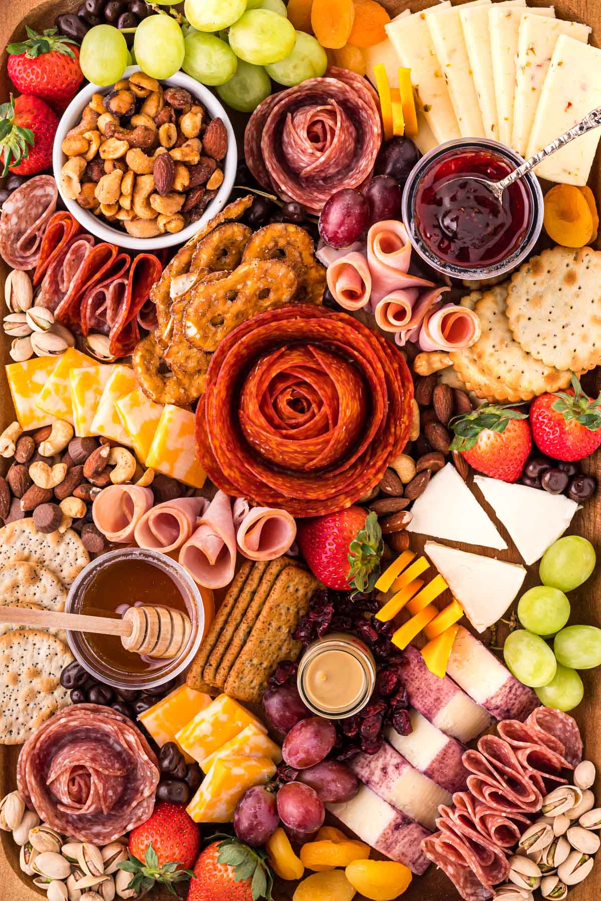close up of a charcuterie board