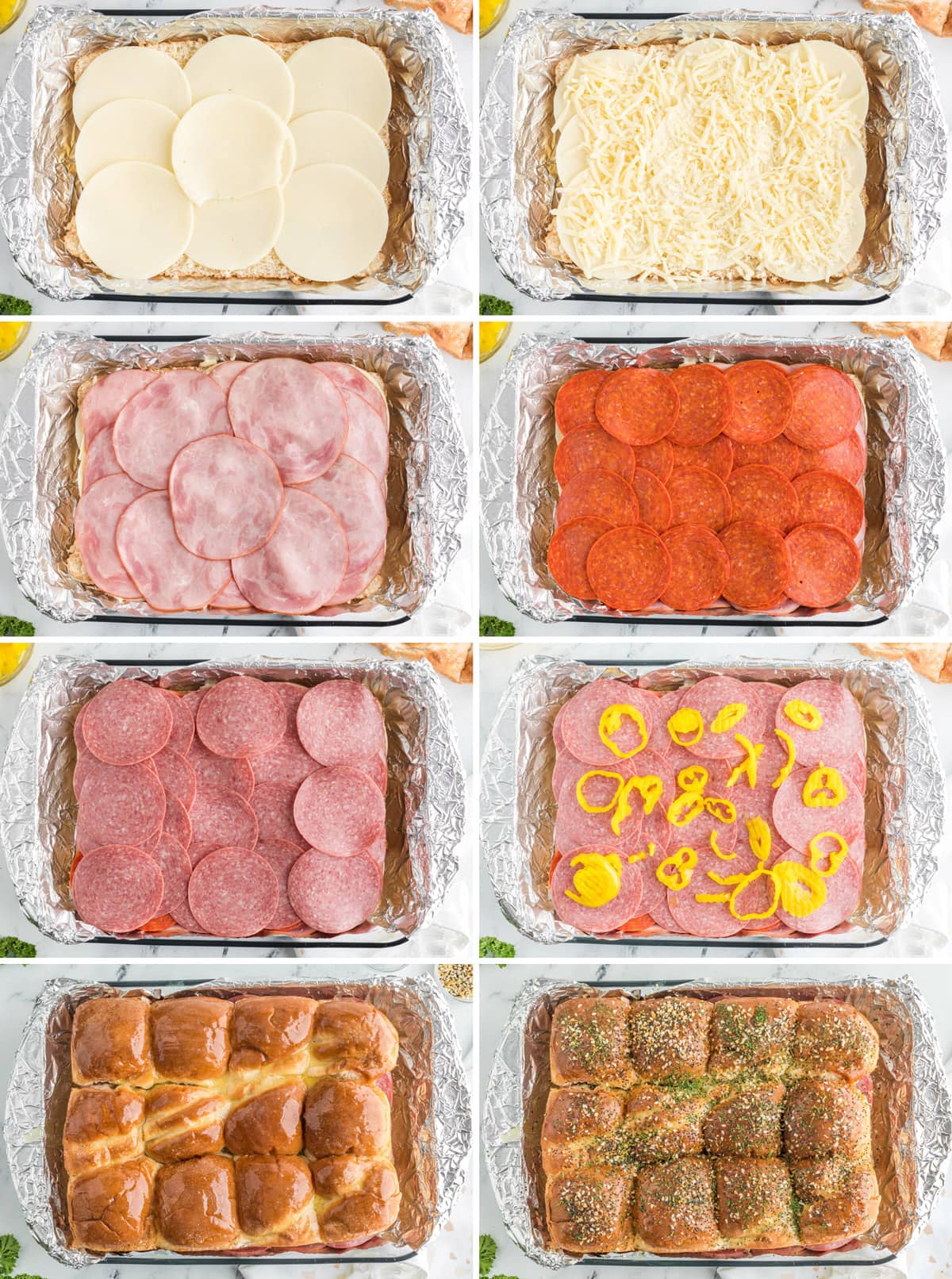 collage of images showing how to assemble Italian Sliders
