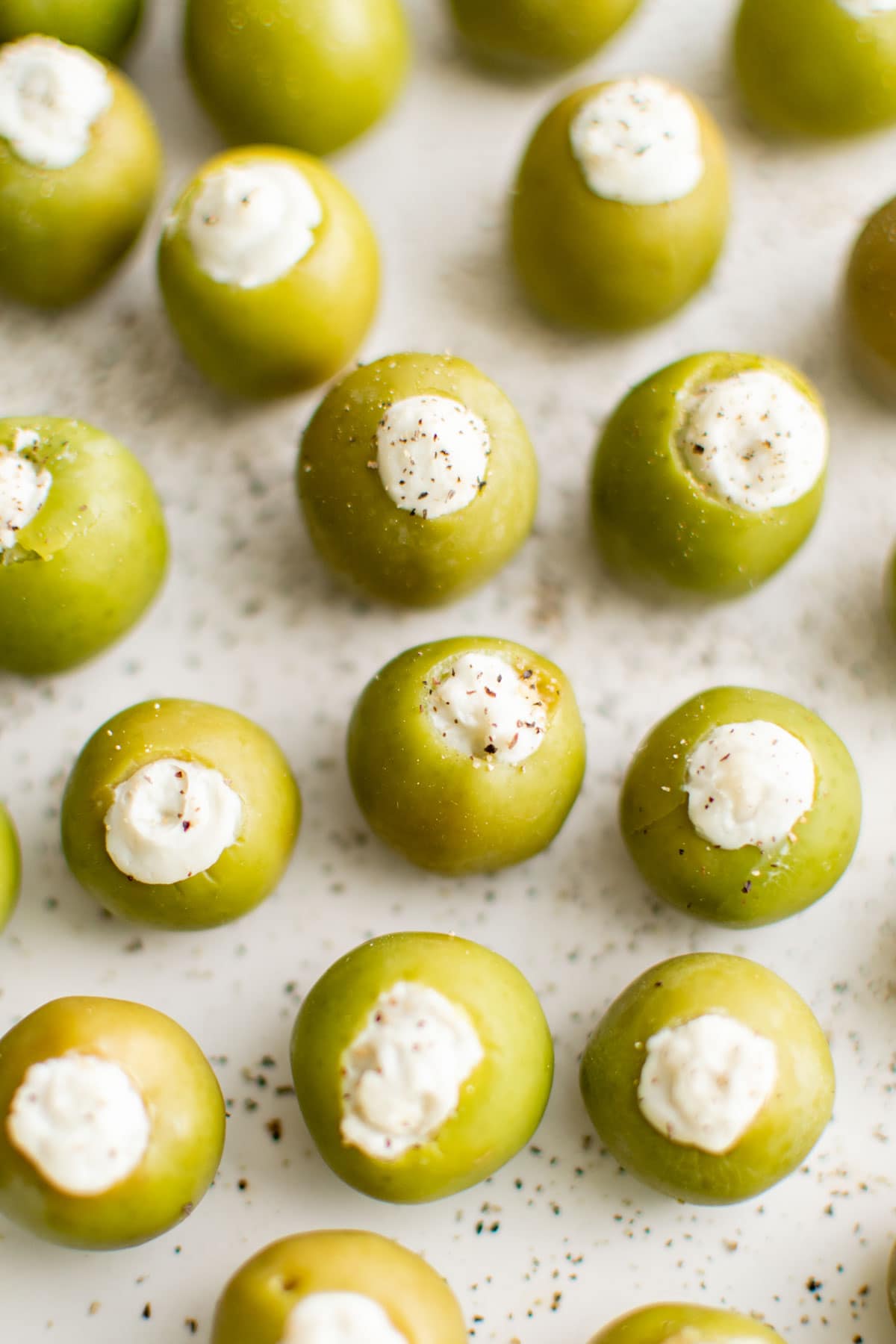 Green Olives with blue cheese stuffing.