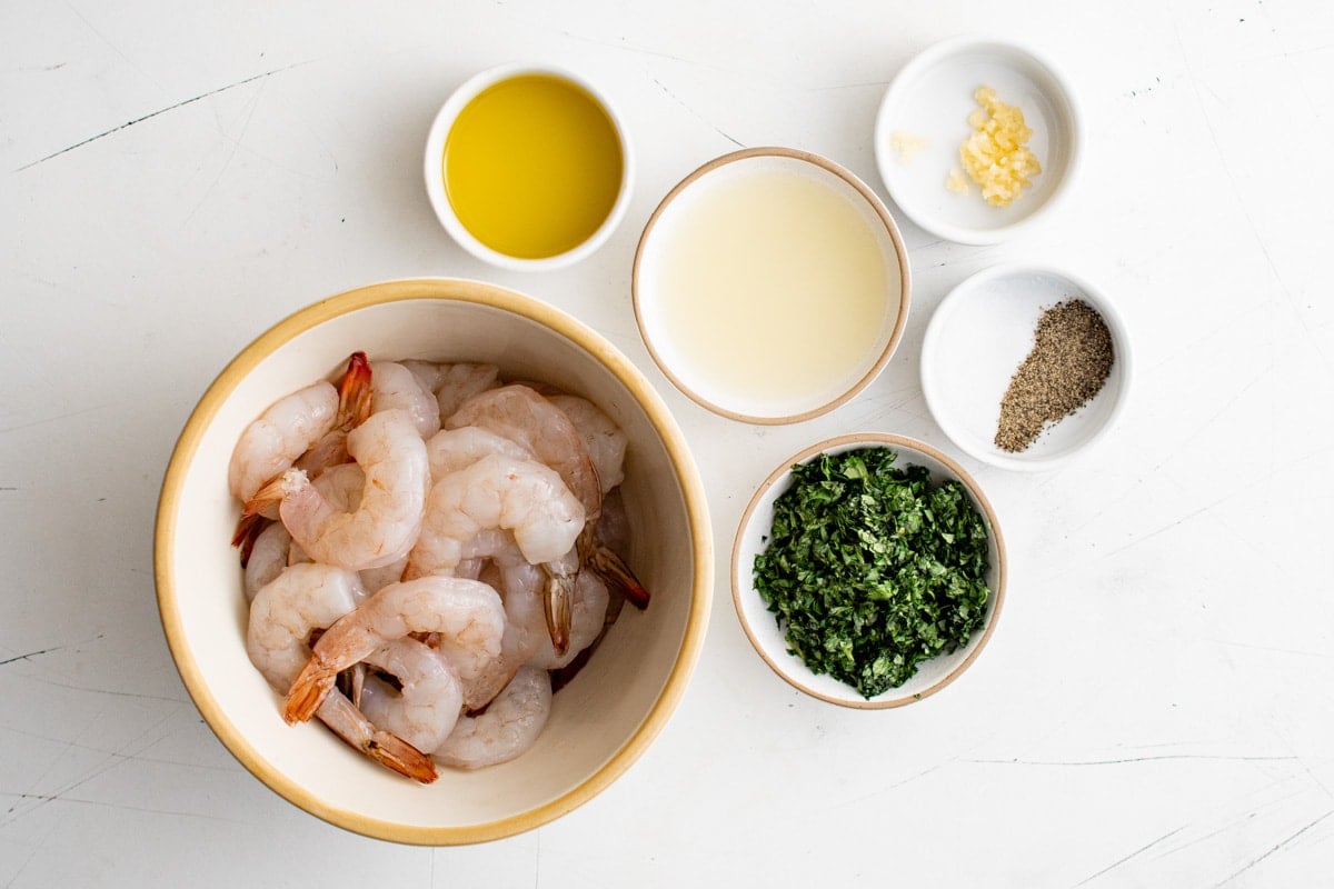 Ingredients for Cilantro Lime Shrimp.