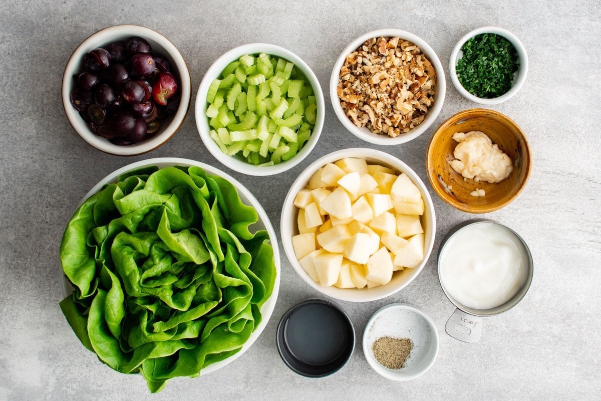 Ingredients for Waldorf Salad. 