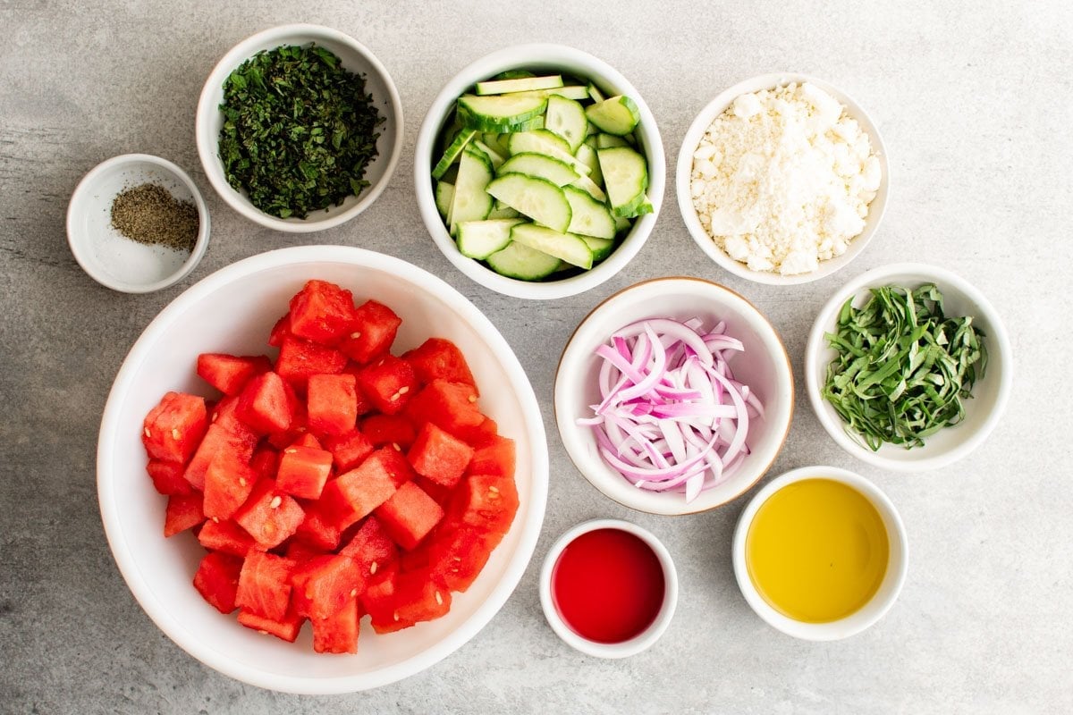 Ingredients for Watermelon Salad.