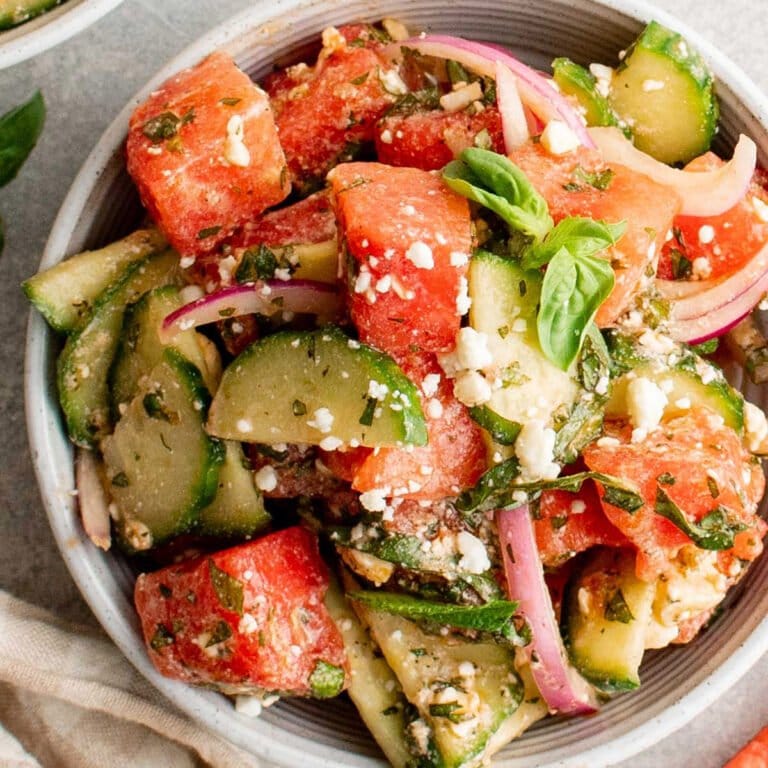 Simple Watermelon Salad With Feta With Feta Easy Appetizers   Watermelon Salad Social 768x768 