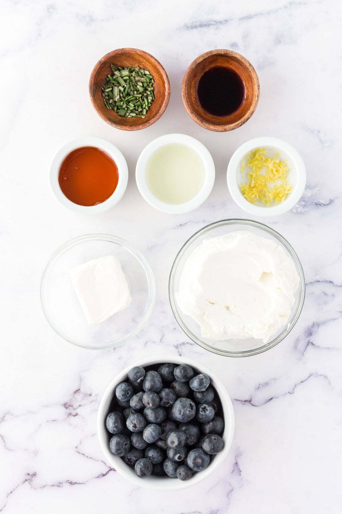 Ingredients for Blueberry Goat Cheese. 