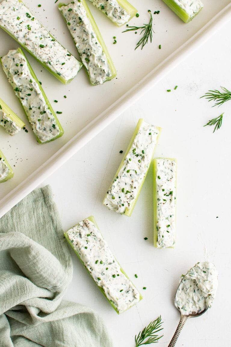 Cream Cheese & Herb Stuffed Celery Easy Appetizers